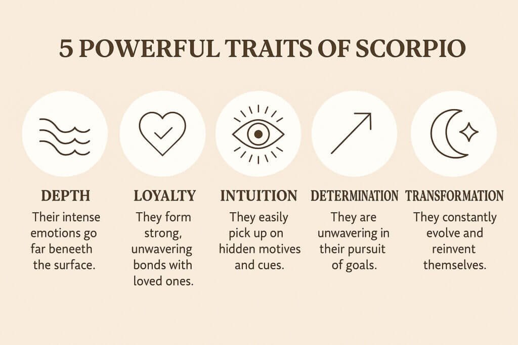Scorpio zodiac traits infographic