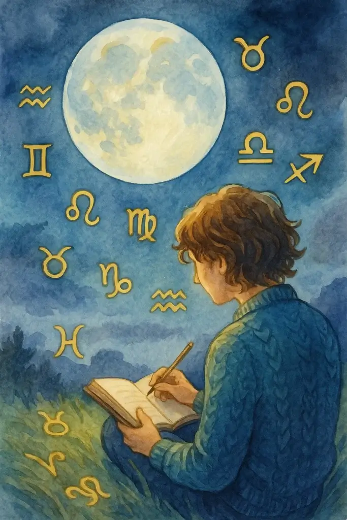 moon sign personality traits emotional illustration
