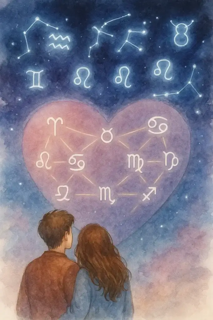 zodiac love match romantic illustration